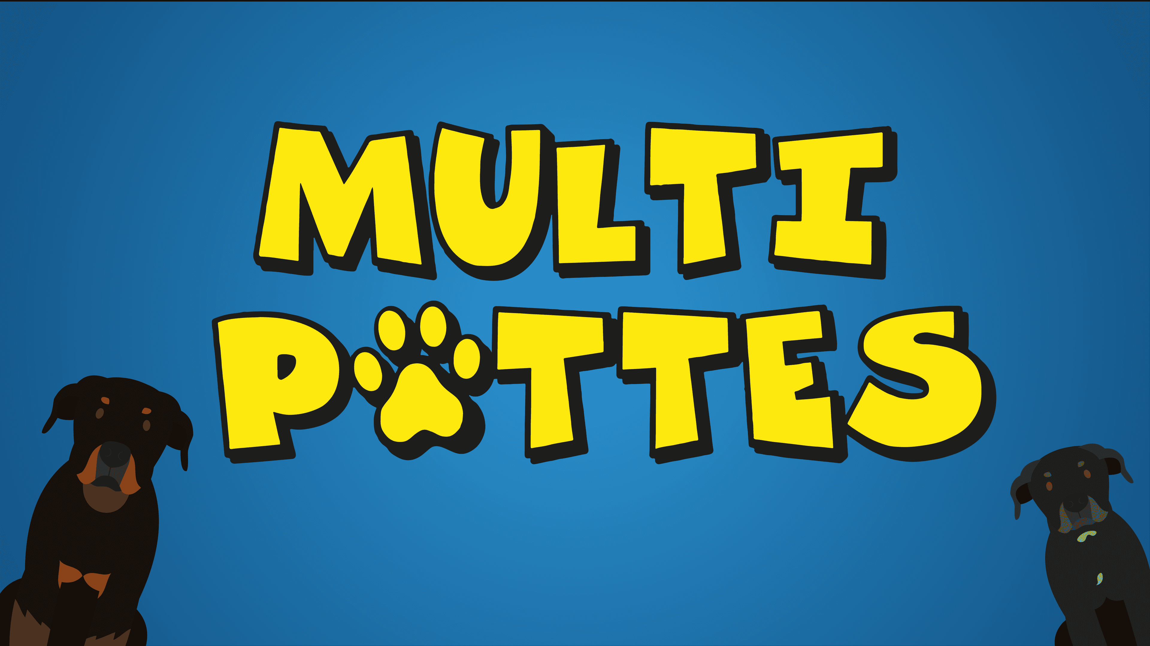 Thumbnail for the video, showing two dogs and the logo "Multi Pattes" with a dog paw on the "a".